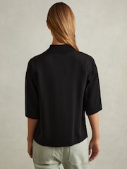 Reiss Black Amaya Oversized Rib-Neck T-Shirt - Image 4 of 5