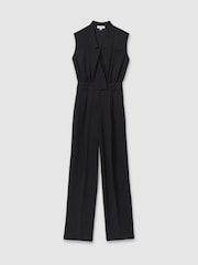 Reiss Navy Sara Tux Pleated Jumpsuit - Image 2 of 6