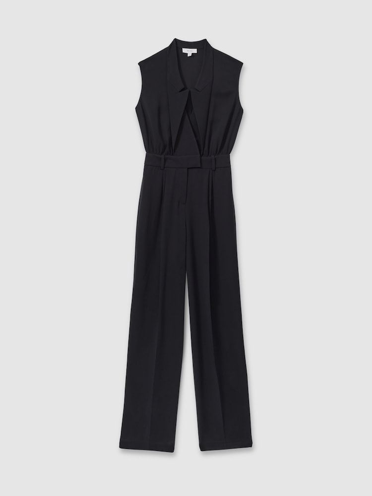 Reiss Navy Sara Tux Pleated Jumpsuit - Image 2 of 6