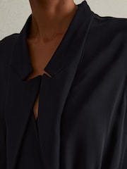 Reiss Navy Sara Tux Pleated Jumpsuit - Image 3 of 6