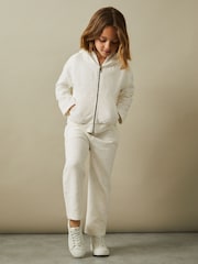Reiss Cream Ula 9-13 yrs Cotton Blend Boucle Hoodie and Joggers Set - Image 3 of 5