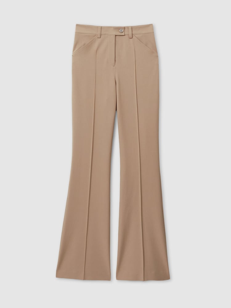 Reiss Neutral Hadley Petite High Rise Flared Trousers - Image 2 of 7