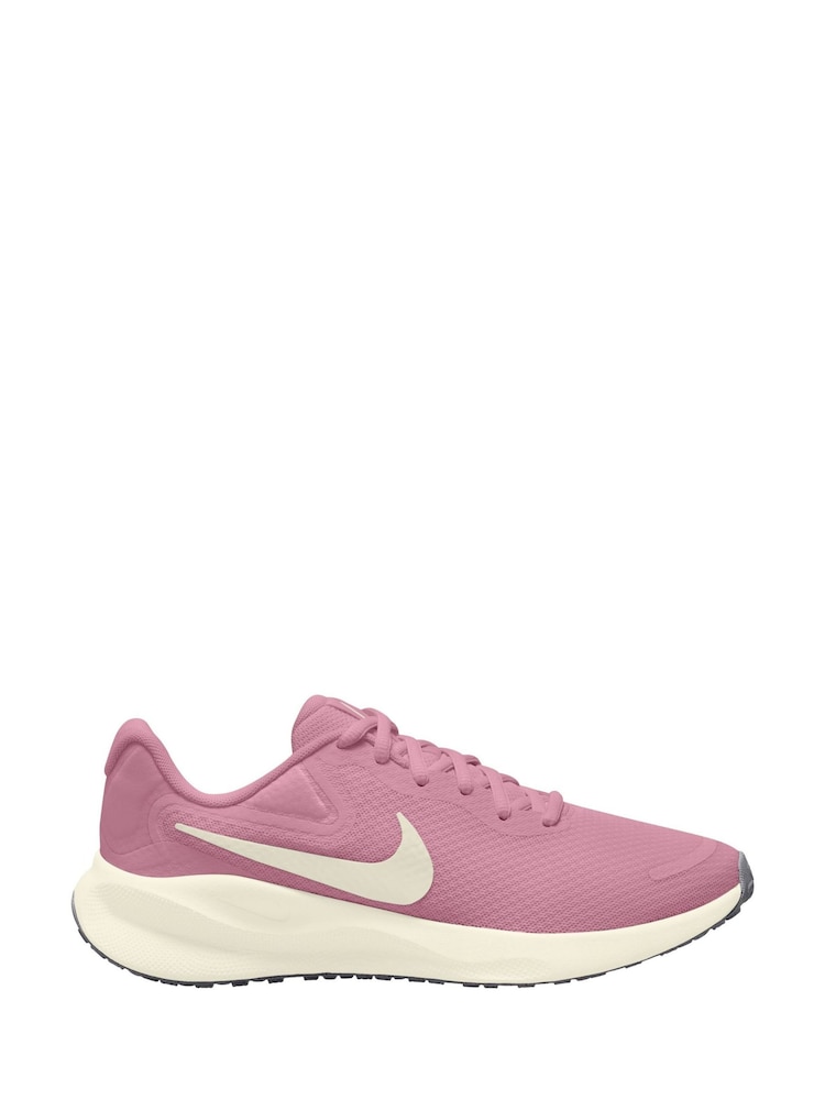 Nike Pink/White Revolution 7 Road Running Trainers - Image 1 of 4