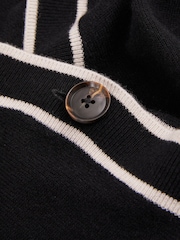 Reiss Black/White Maisie Striped Trim V-Neck Jumper - Image 5 of 5