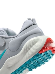 Nike Wolf Grey Blue Red Junior Revolution 7 Trainers - Image 10 of 10