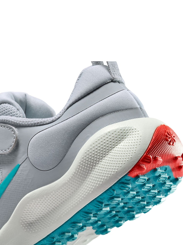Nike Wolf Grey Blue Red Junior Revolution 7 Trainers - Image 10 of 10