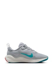 Nike Wolf Grey Blue Red Junior Revolution 7 Trainers - Image 3 of 10