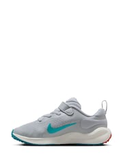 Nike Wolf Grey Blue Red Junior Revolution 7 Trainers - Image 4 of 10