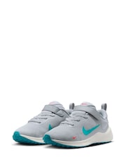 Nike Wolf Grey Blue Red Junior Revolution 7 Trainers - Image 5 of 10