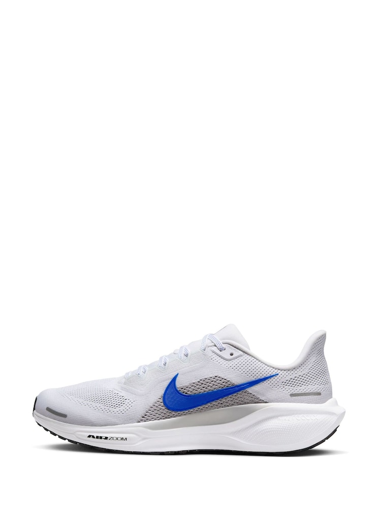 Nike White/Blue Pegasus 41 Road Running Trainers - Image 2 of 9