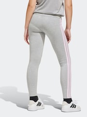adidas Grey 3 Stripe Essentials Leggings - Image 2 of 6