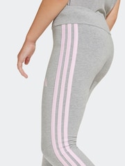 adidas Grey 3 Stripe Essentials Leggings - Image 4 of 6