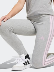 adidas Grey 3 Stripe Essentials Leggings - Image 5 of 6