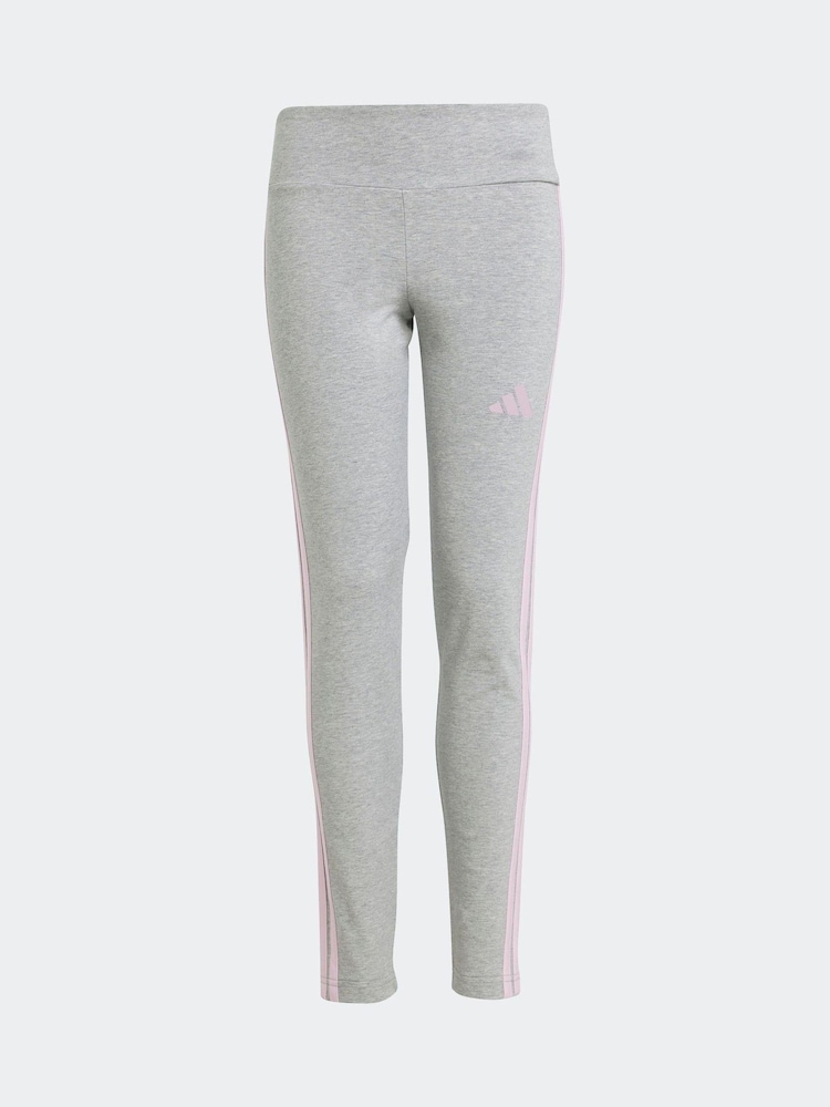 adidas Grey 3 Stripe Essentials Leggings - Image 6 of 6