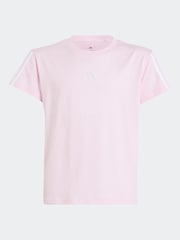 adidas Pink 3 Stripe Essentials 100% Cotton T-Shirt - Image 6 of 6