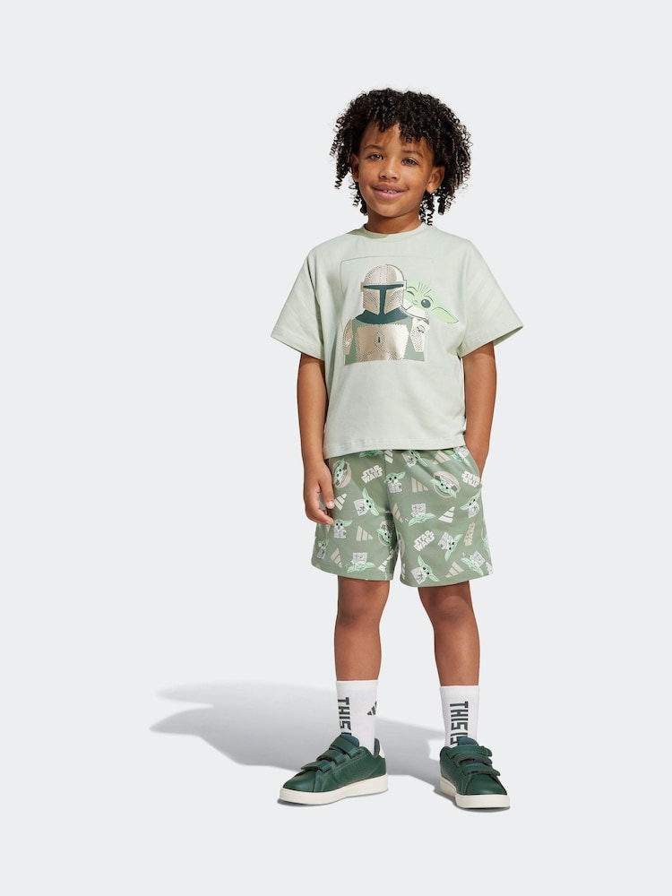 adidas Green Star Wars The Mandalorian T-Shirt and Shorts Set - Image 1 of 6