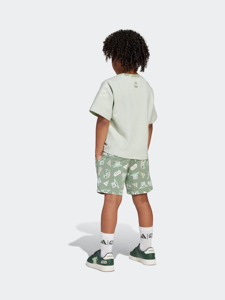 adidas Green Star Wars The Mandalorian T-Shirt and Shorts Set - Image 2 of 6