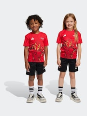 adidas Red Marvel Iron Man T-Shirt and Shorts Set - Image 1 of 15