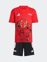 adidas Red Marvel Iron Man T-Shirt and Shorts Set - Image 8 of 15