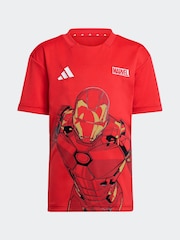 adidas Red Marvel Iron Man T-Shirt and Shorts Set - Image 9 of 15