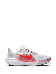 Nike White Red Pegasus 41 Road Running Trainers - Image 1 of 10