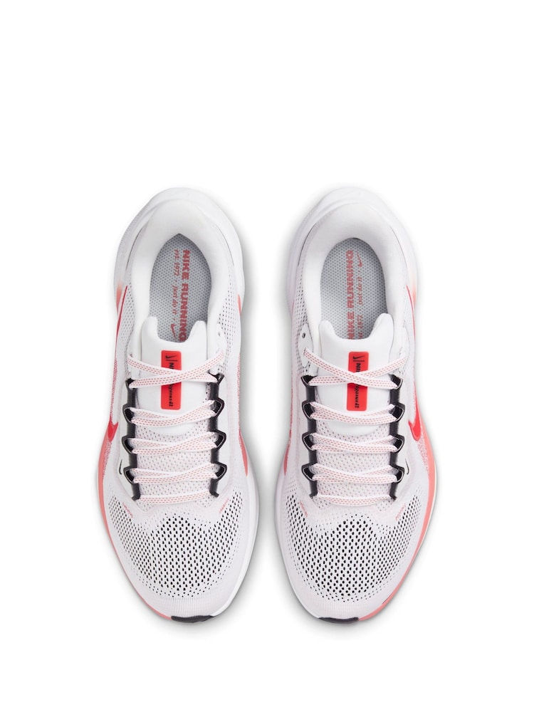 Nike White Red Pegasus 41 Road Running Trainers - Image 10 of 10