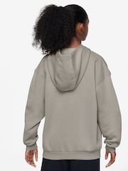 Nike College Grey College Grey Oversized Club Fleece Zip Up Hoodie - Image 2 of 3