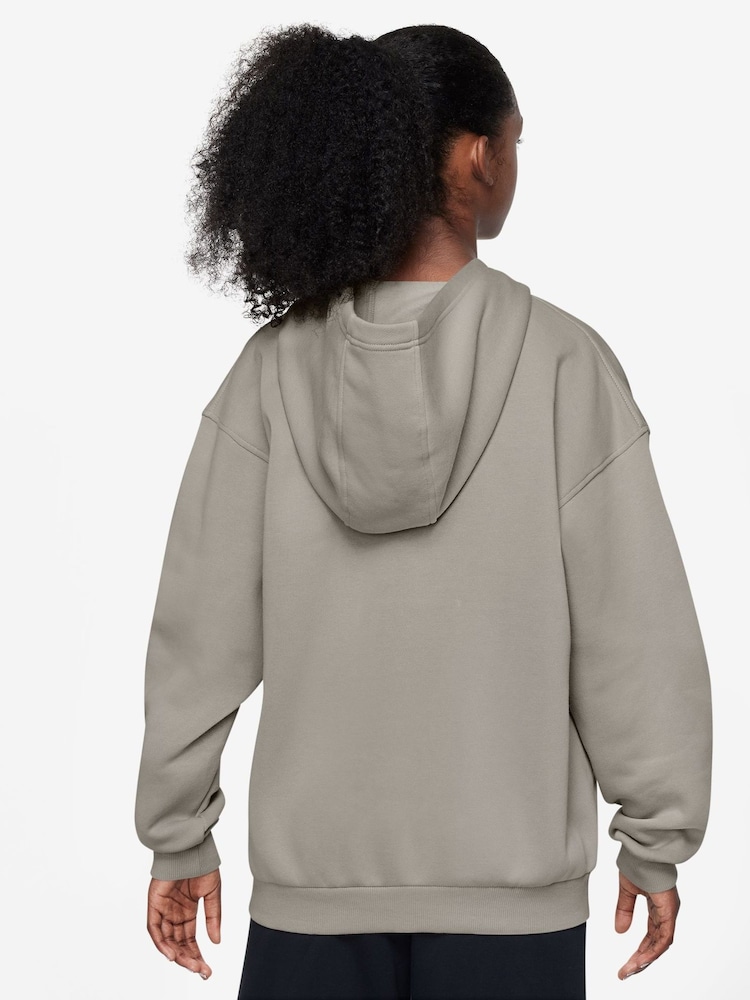 Nike College Grey College Grey Oversized Club Fleece Zip Up Hoodie - Image 2 of 3