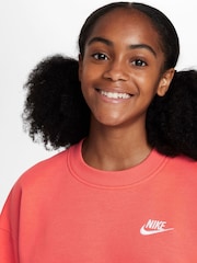 Nike Ember Red Oversized Club Fleece Sweatshirt - Image 3 of 3