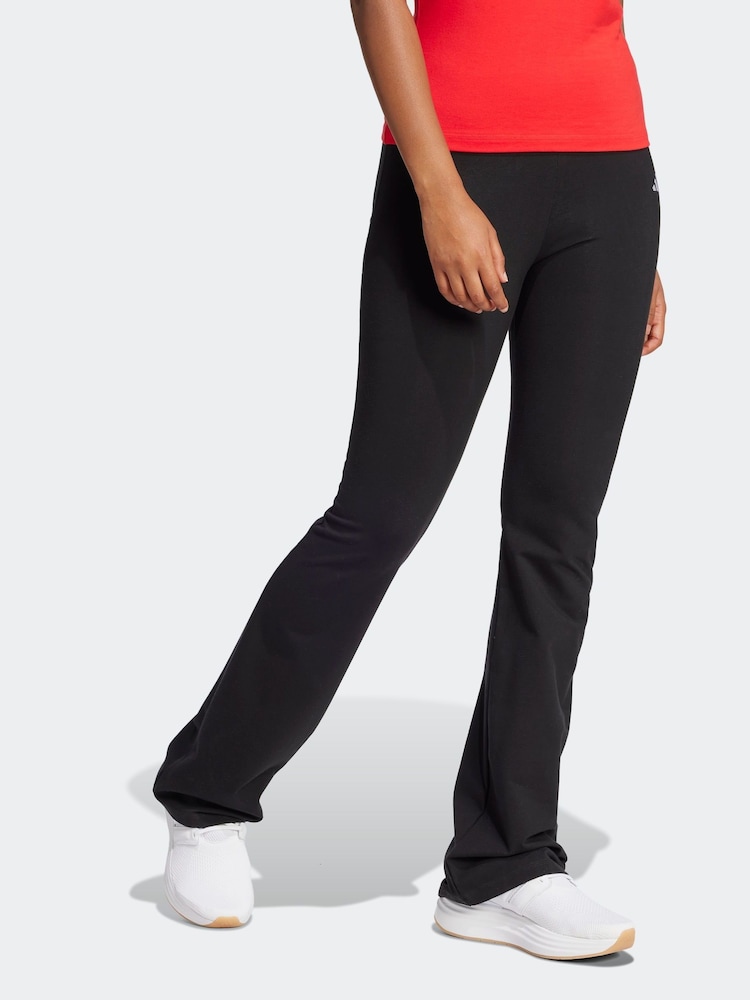 adidas Black Small Logo Flare Leggings - Image 3 of 6