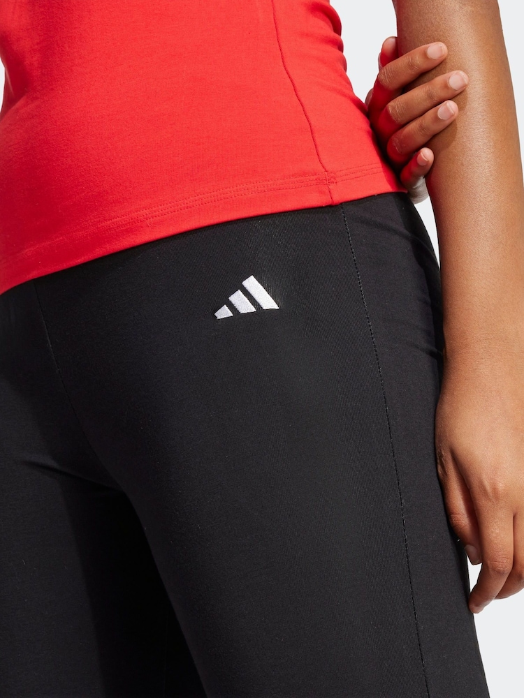 adidas Black Small Logo Flare Leggings - Image 4 of 6