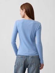 Azul - Gap Modern Ribbed Long Sleeve T-Shirt - Imagen 2 de 5