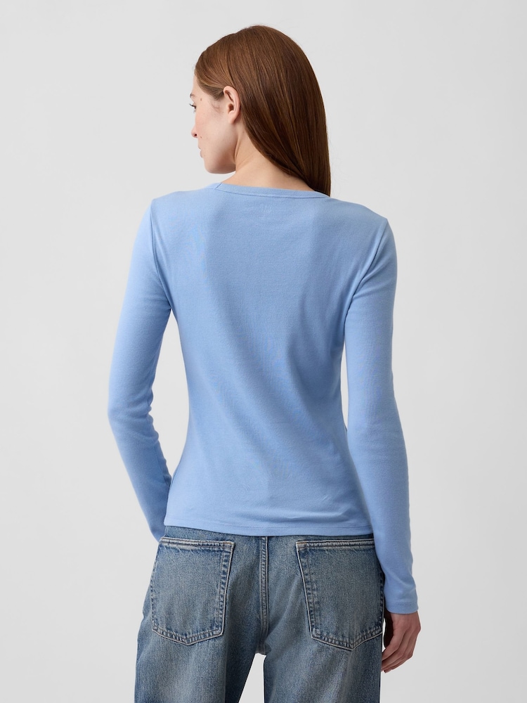 Azul - Gap Modern Ribbed Long Sleeve T-Shirt - Imagen 2 de 5