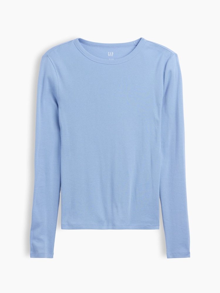 Azul - Gap Modern Ribbed Long Sleeve T-Shirt - Imagen 5 de 5
