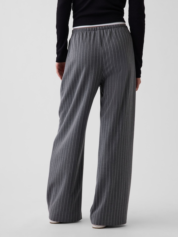Gap Grey Stripe Brushed Twill Easy Wide-Leg Trousers - Image 2 of 5