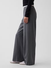 Gap Grey Stripe Brushed Twill Easy Wide-Leg Trousers - Image 3 of 5