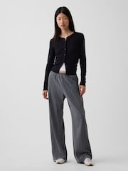 Gap Grey Stripe Brushed Twill Easy Wide-Leg Trousers - Image 4 of 5