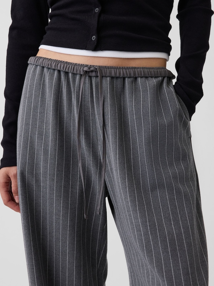 Gap Grey Stripe Brushed Twill Easy Wide-Leg Trousers - Image 5 of 5
