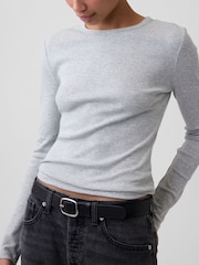 Gris - Gap Modern Ribbed Long Sleeve T-Shirt - Imagen 4 de 5
