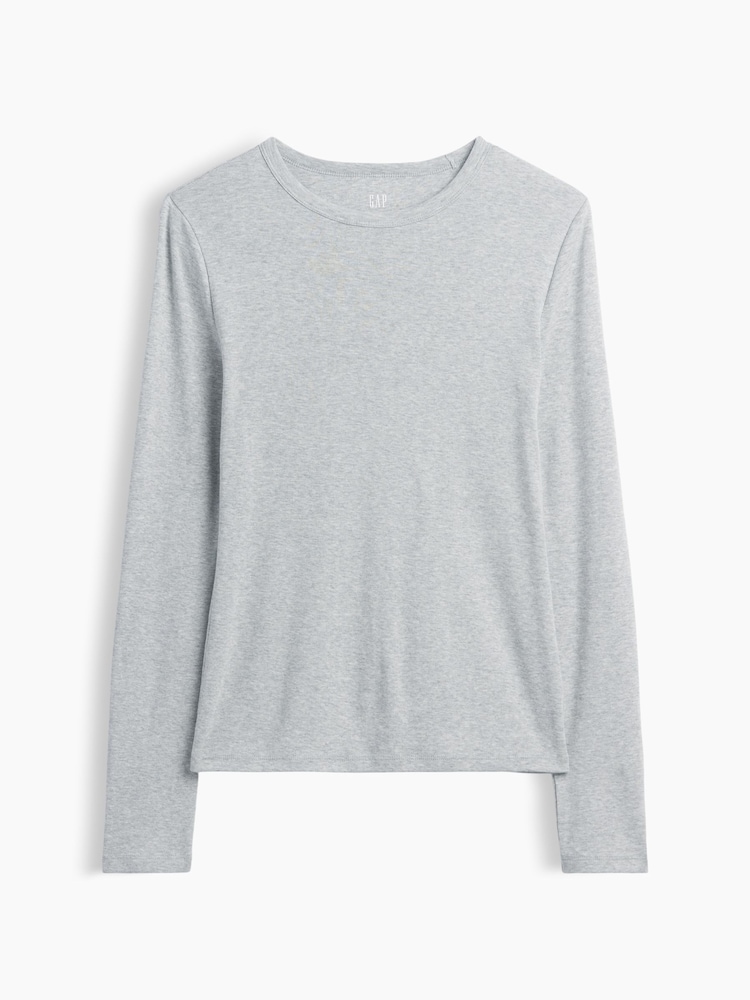 Gris - Gap Modern Ribbed Long Sleeve T-Shirt - Imagen 5 de 5
