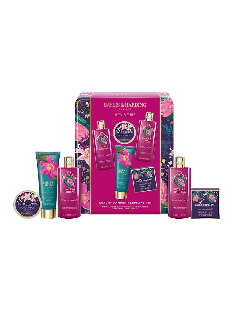 Baylis & Harding Multi Boudoire Luxury Pamper 5 Piece Tin Gift Set - Image 1 of 5 Baylis & Harding Multi Boudoire Luxury Pamper 5 Piece Tin Gift Set - Image 1 of 5