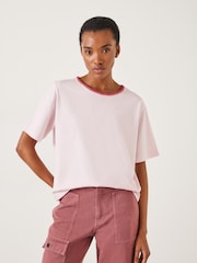Hush Purple Lucy Crochet Trim 100% Cotton T-Shirt - Image 1 of 5