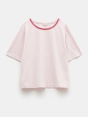 Hush Purple Lucy Crochet Trim 100% Cotton T-Shirt - Image 5 of 5