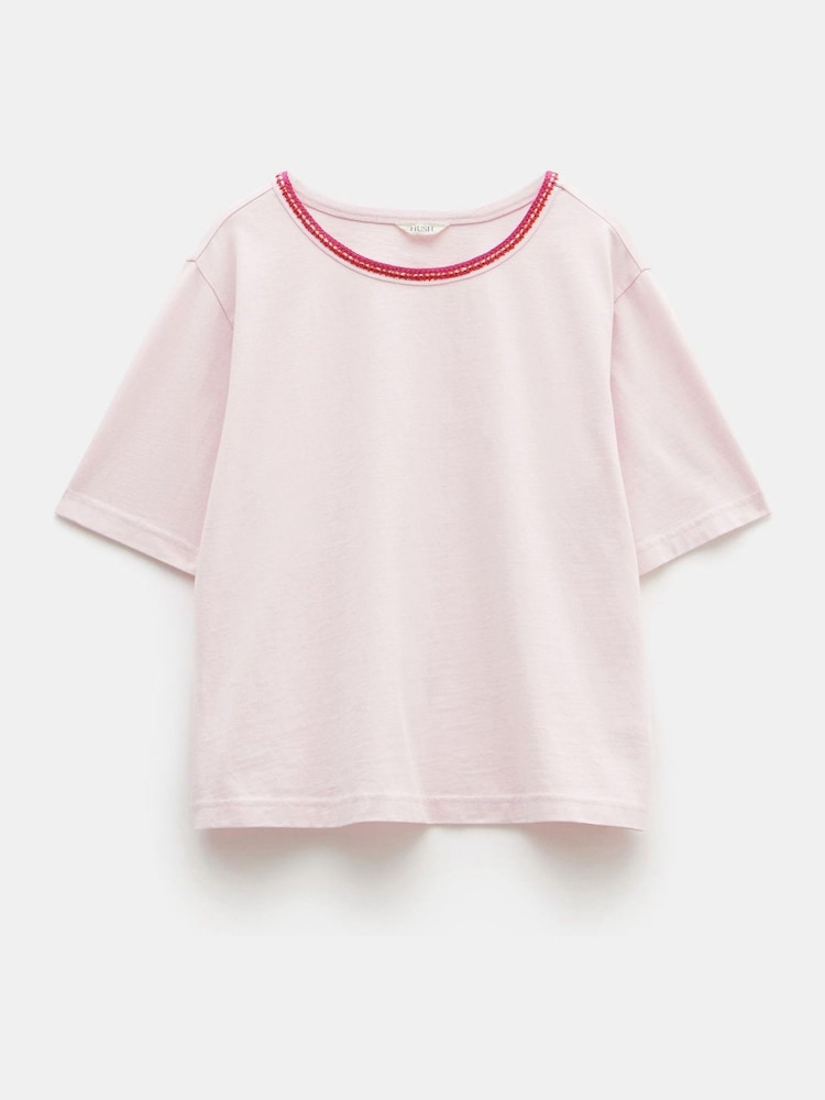 Hush Purple Lucy Crochet Trim 100% Cotton T-Shirt - Image 5 of 5