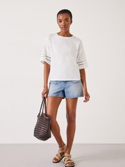 Hush White Lucie Lace Detail 100% Cotton T-Shirt - Image 2 of 5