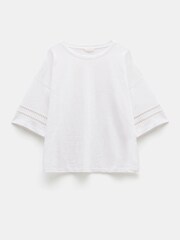 Hush White Lucie Lace Detail 100% Cotton T-Shirt - Image 5 of 5