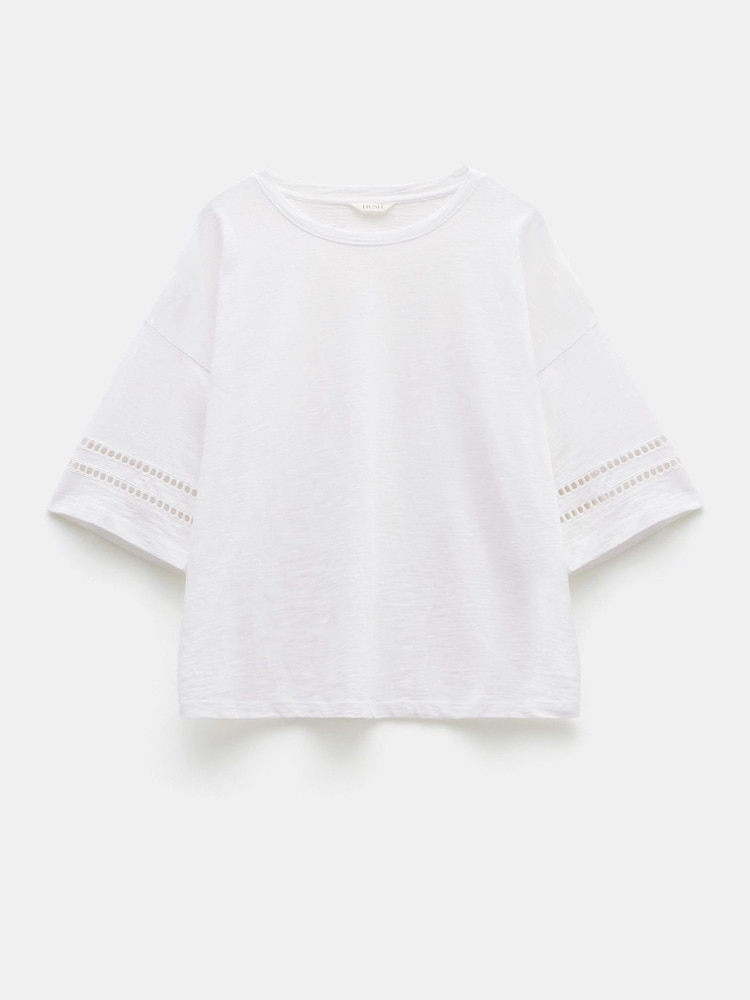 Hush White Lucie Lace Detail 100% Cotton T-Shirt - Image 5 of 5 Hush White Lucie Lace Detail 100% Cotton T-Shirt - Image 5 of 5