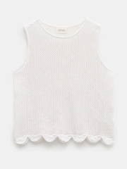 Hush White Adelina Crochet Scallop Edge Knitted 100% Cotton Tank - Image 5 of 5