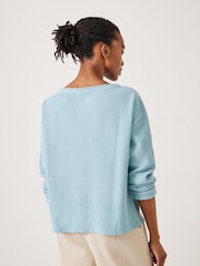 Hush Blue Faye Textured Waffle 100% Cotton Top - Image 4 of 5