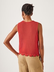 Hush Red Adelina Crochet Scallop Edge Knitted 100% Cotton Tank - Image 2 of 5